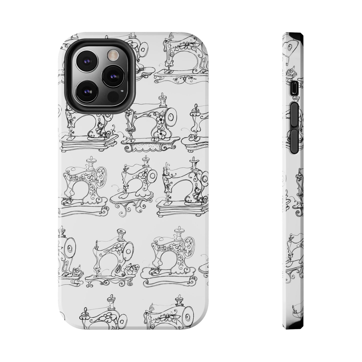 Sew Sew White / Black Phone Case
