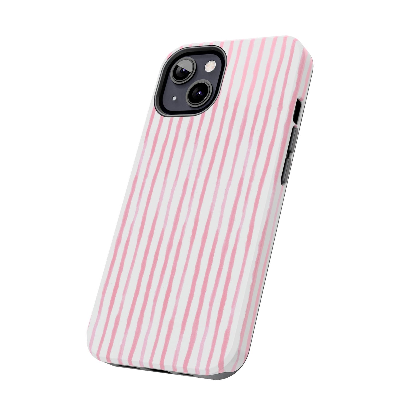 Happy Stripe White / Pink Phone Case