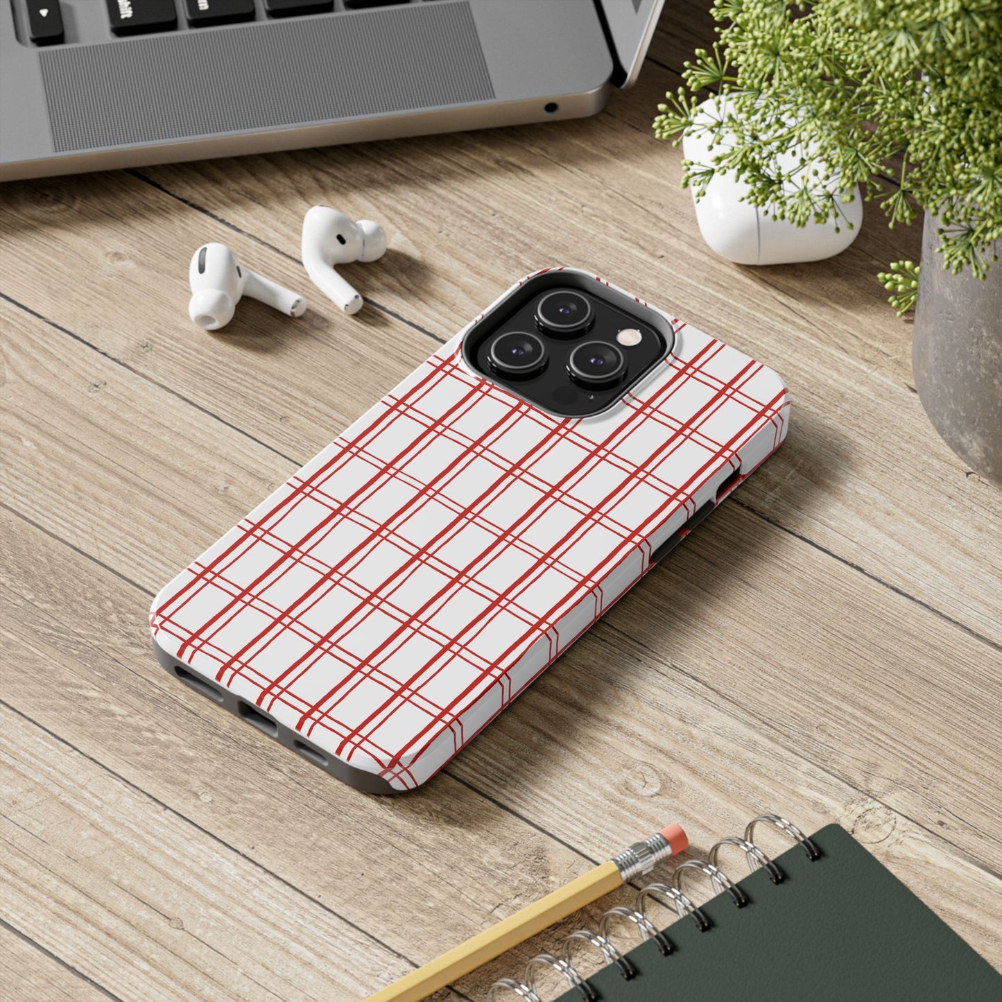 Little Plaid White / Red Phone Case