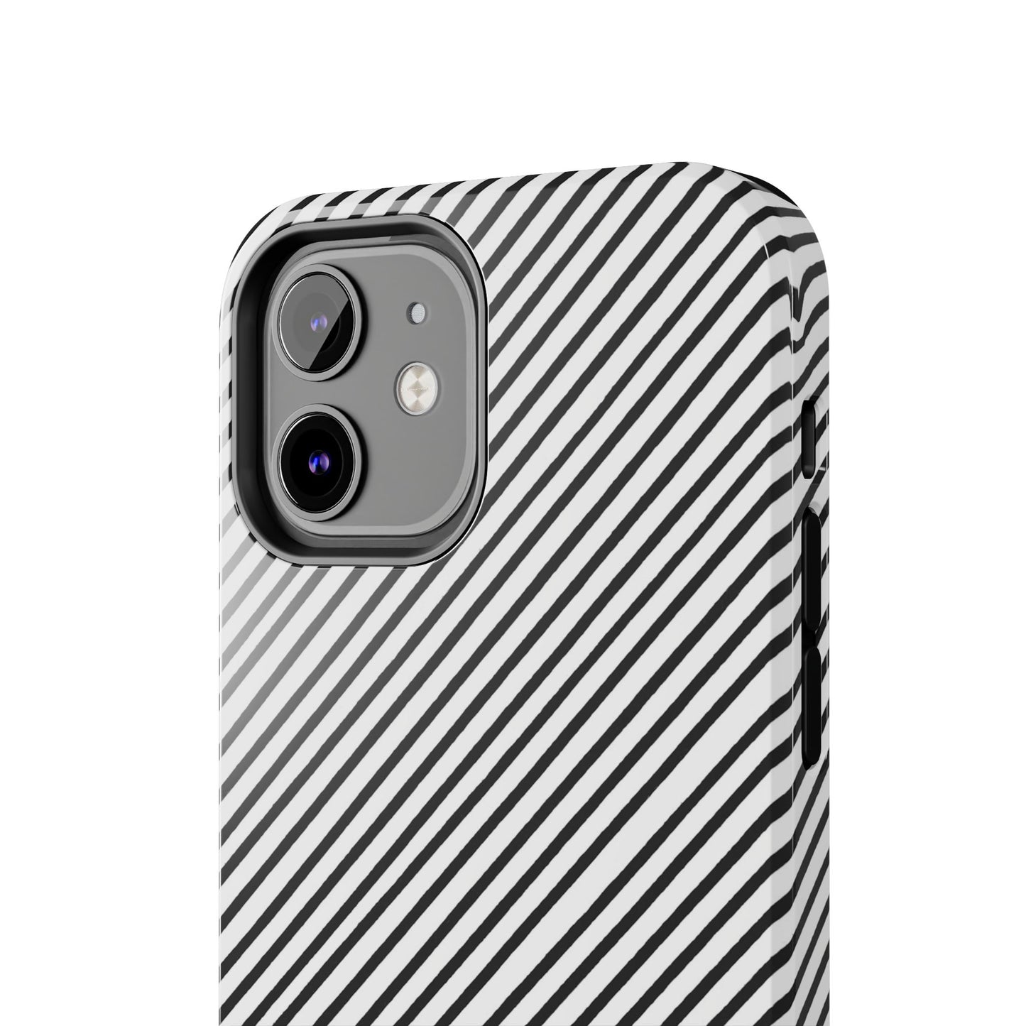 Diagonal Stripe White / Black Phone Case