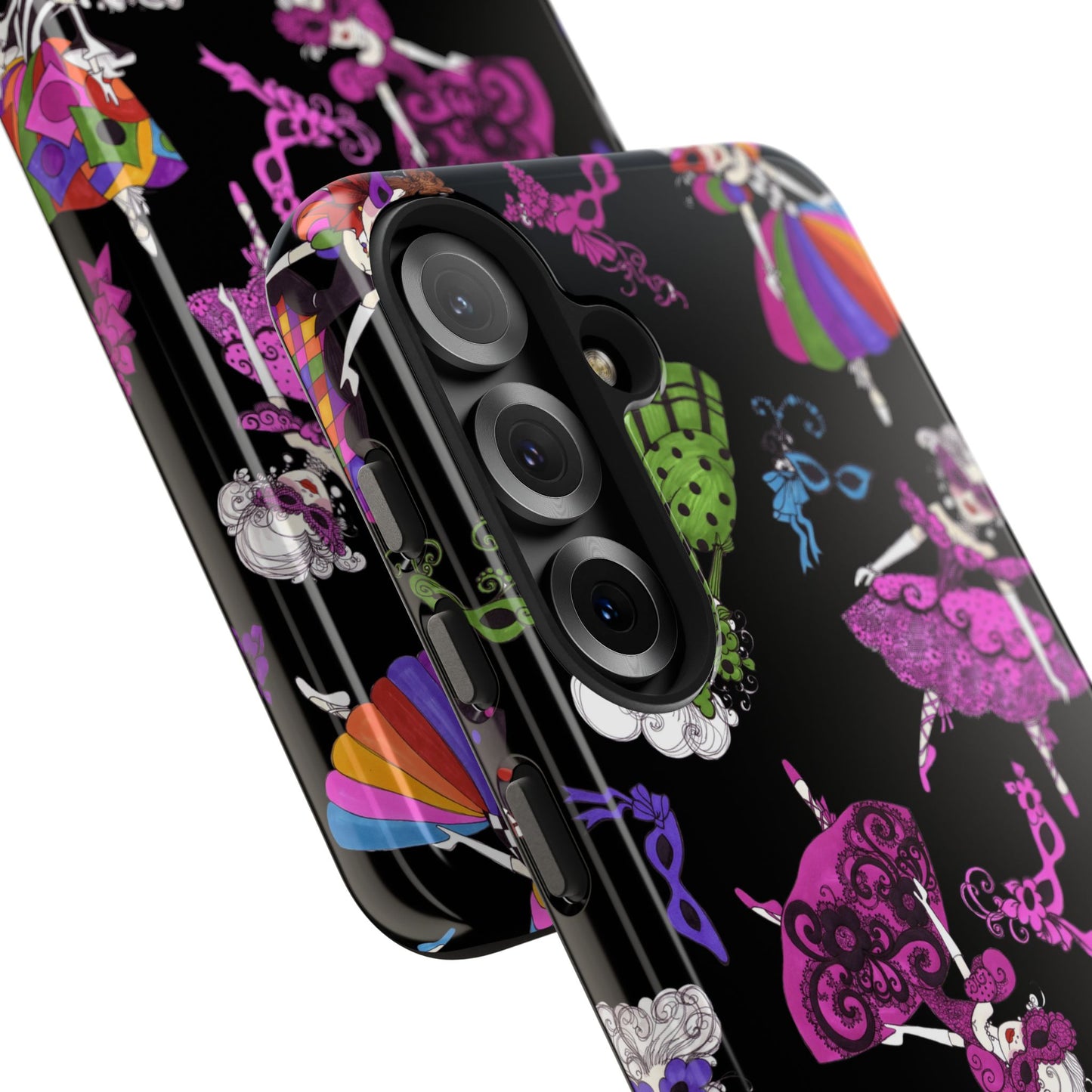 Tossed Masquerade Ladies Black Phone Case