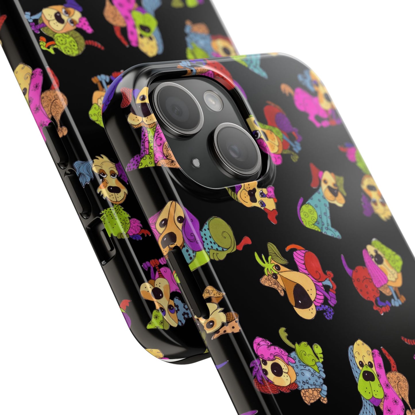 Tossed Happy Dogs Black Phone Case