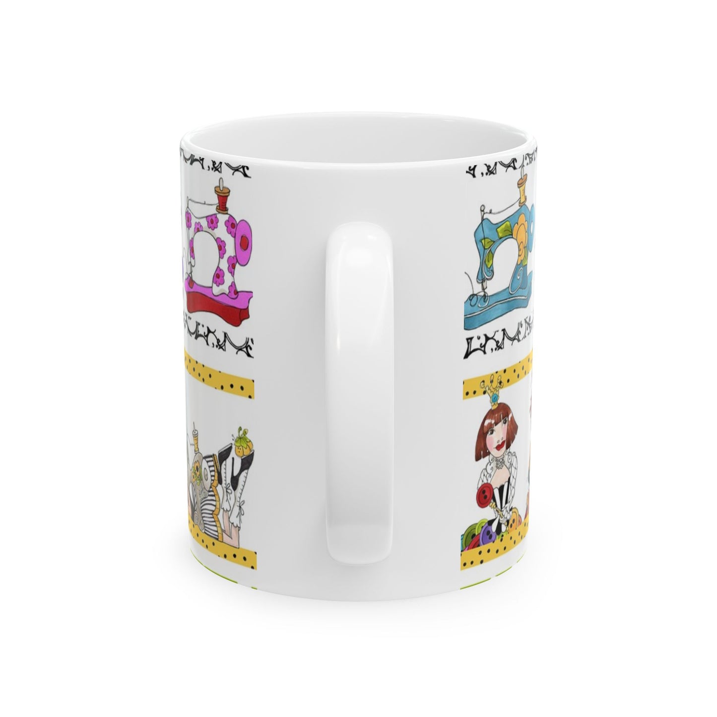 Curious Border White Cup