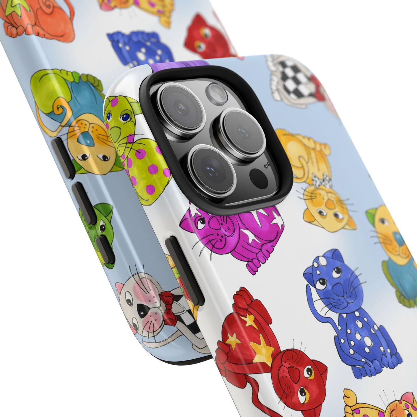 Tossed Happy Cats Blue Sky Phone Case