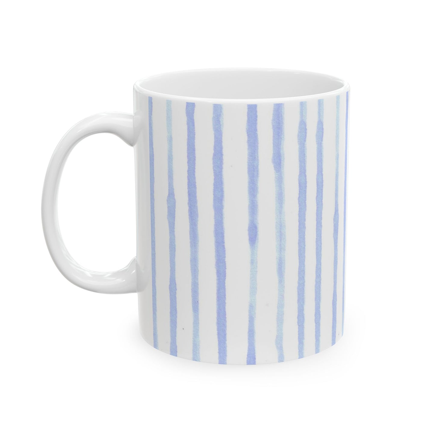Happy Stripe White / Blue Cup