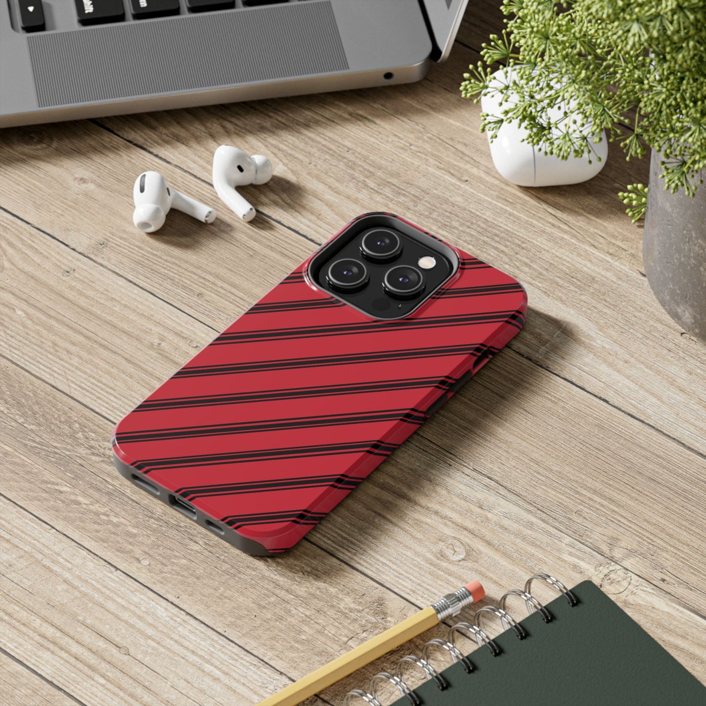 Awning Stripe Red / Black Phone Case