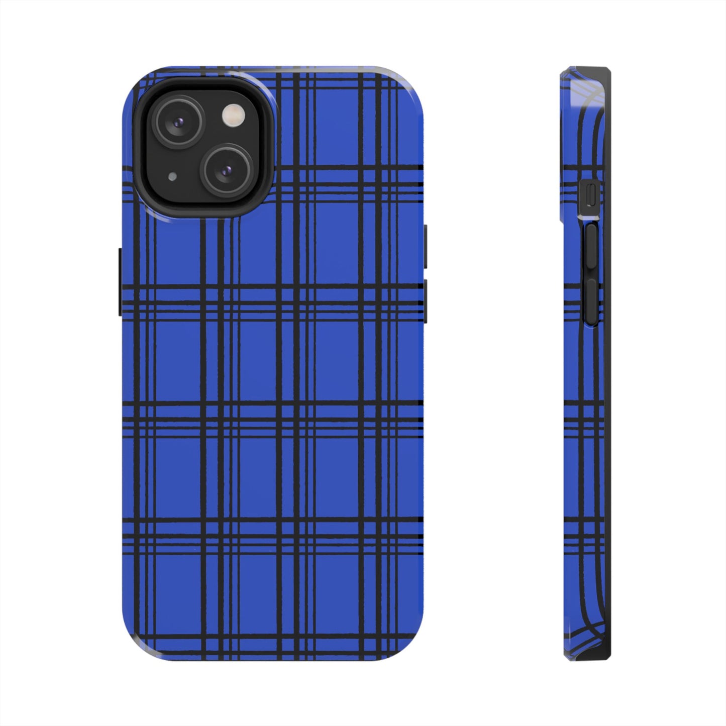 Glad Plaid Blue / Black Phone Case