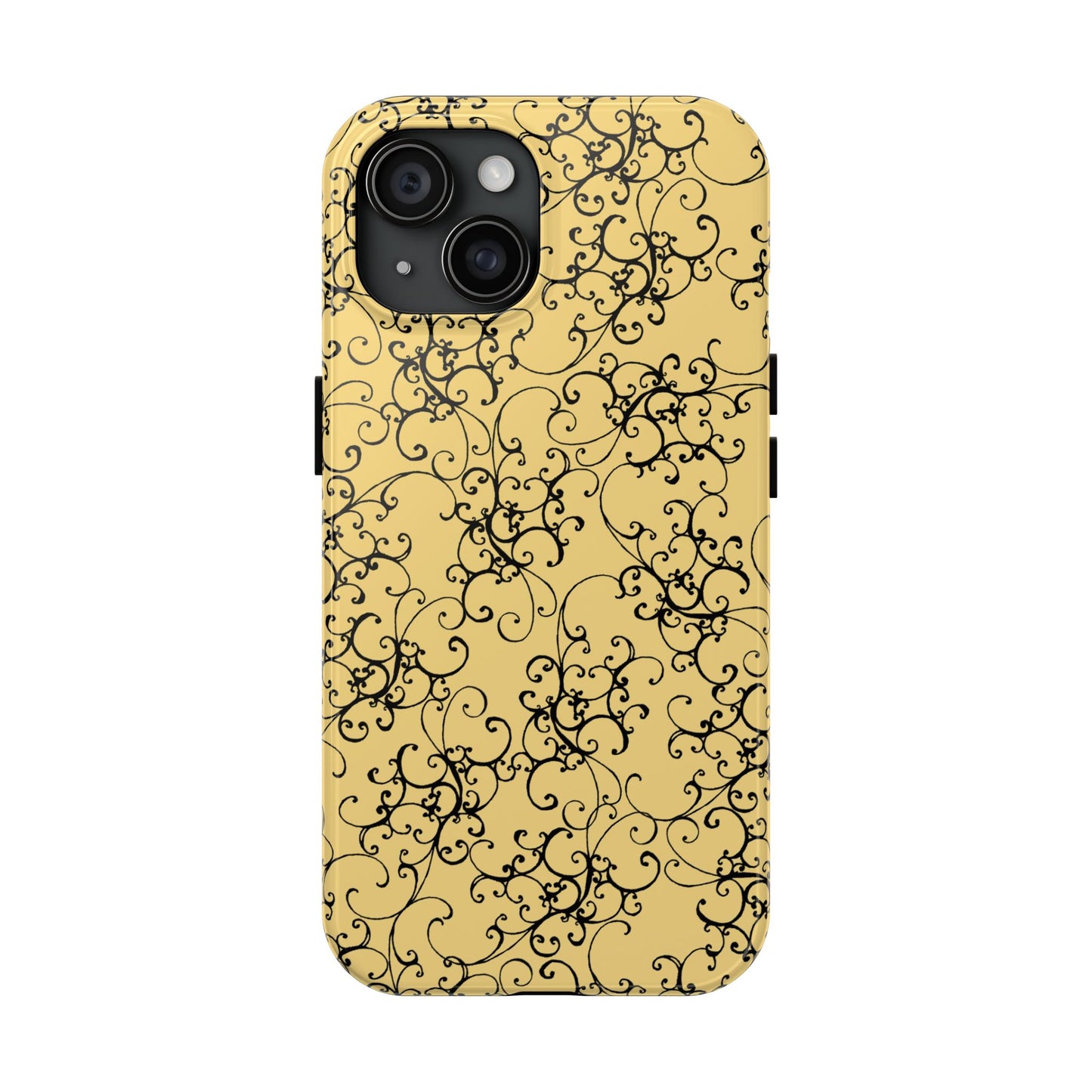 Elegant Scroll Yellow / Black Phone Case