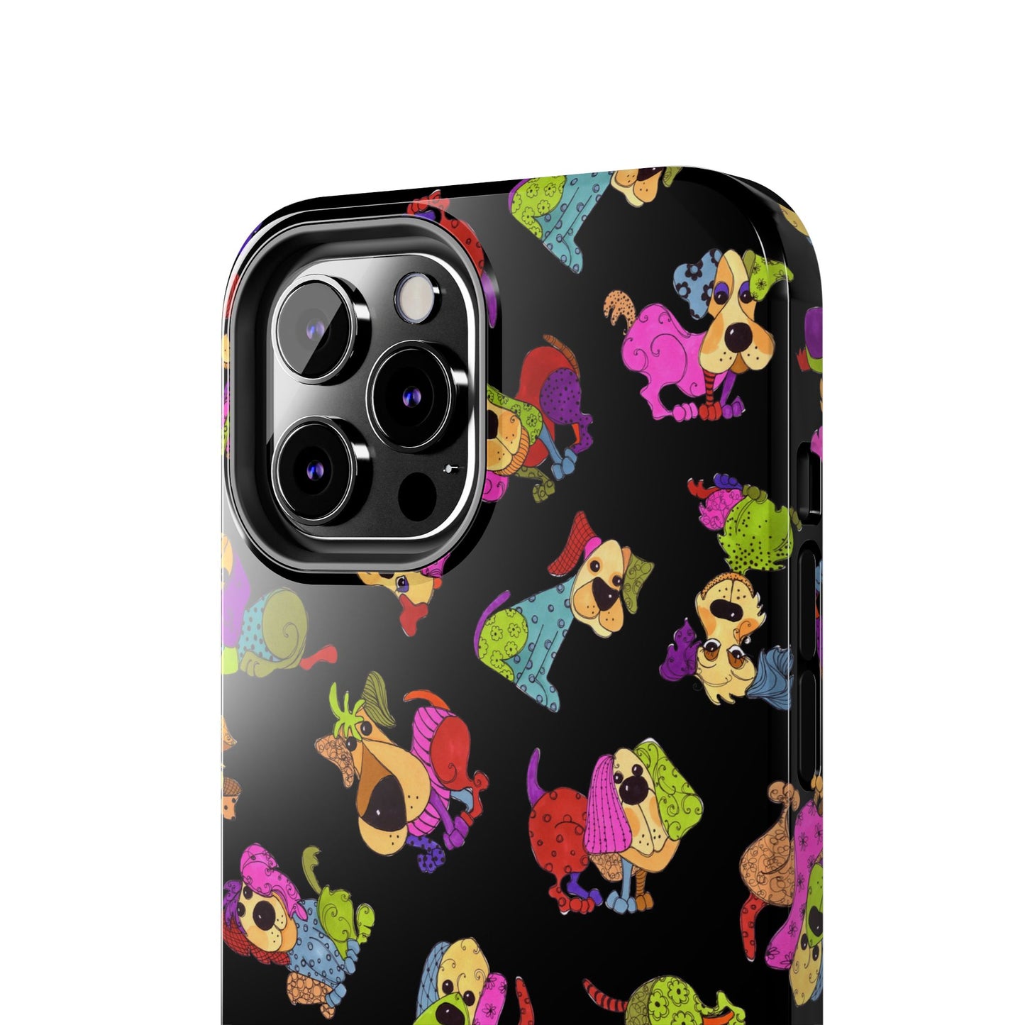 Tossed Happy Dogs Black Phone Case