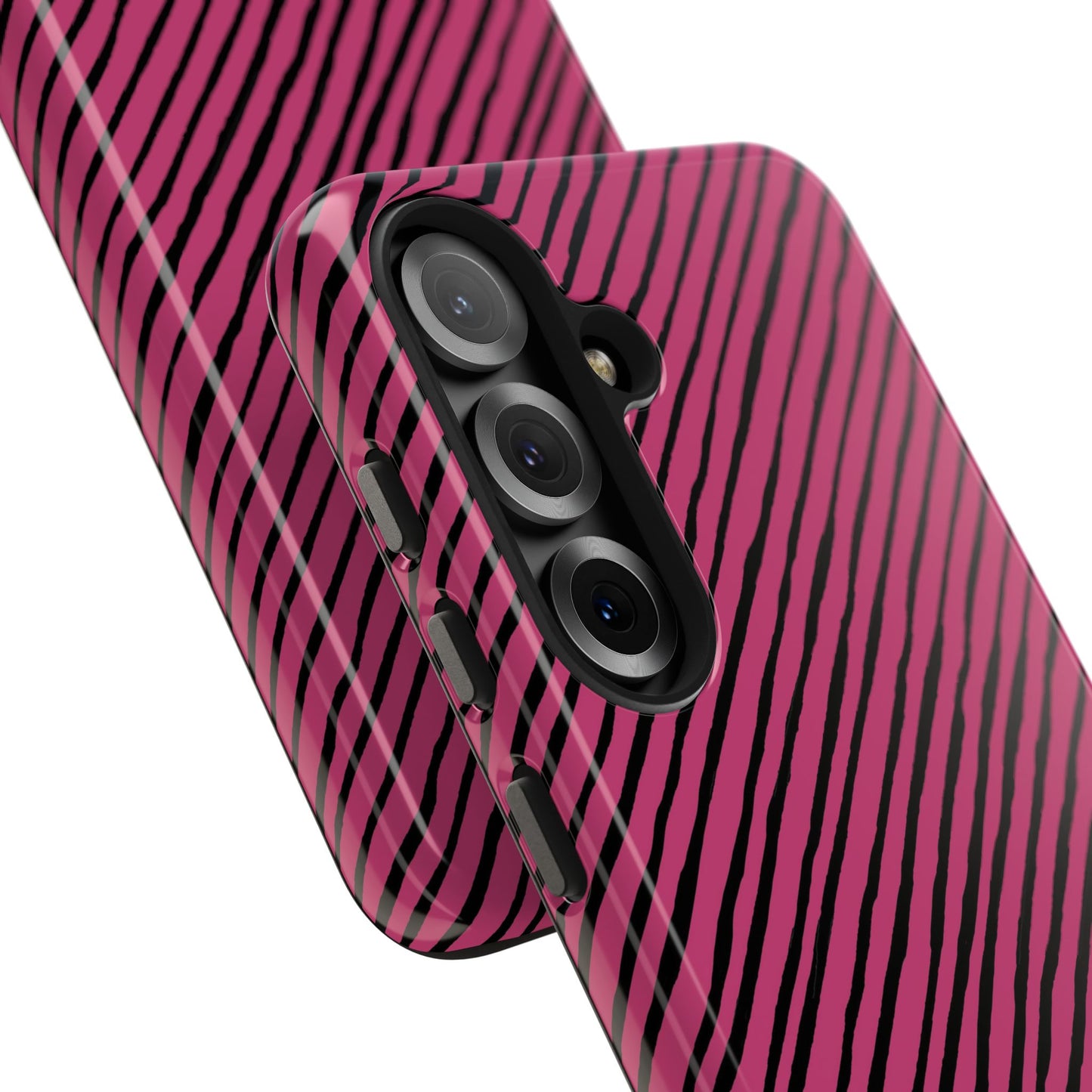 Quirky Bias Stripe Magenta / Black Phone Case