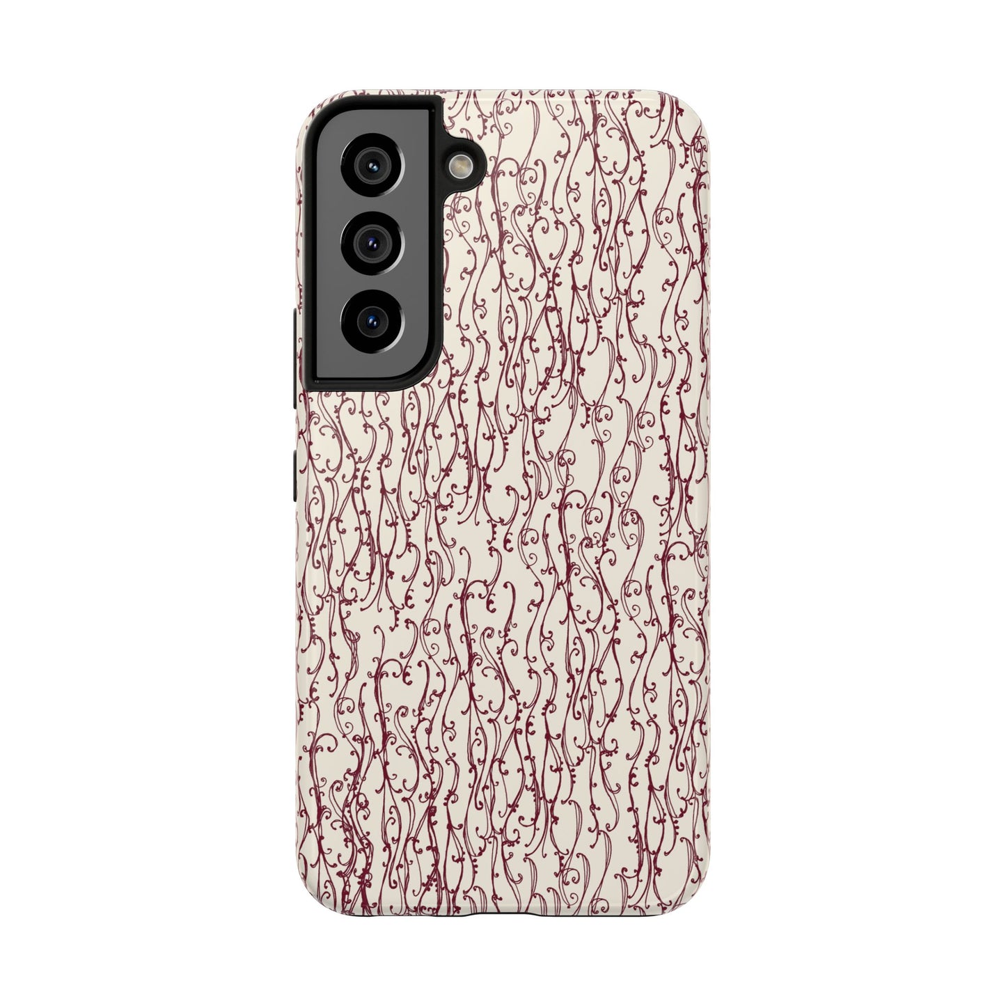 Swan Scroll Ivory / Red Phone Case