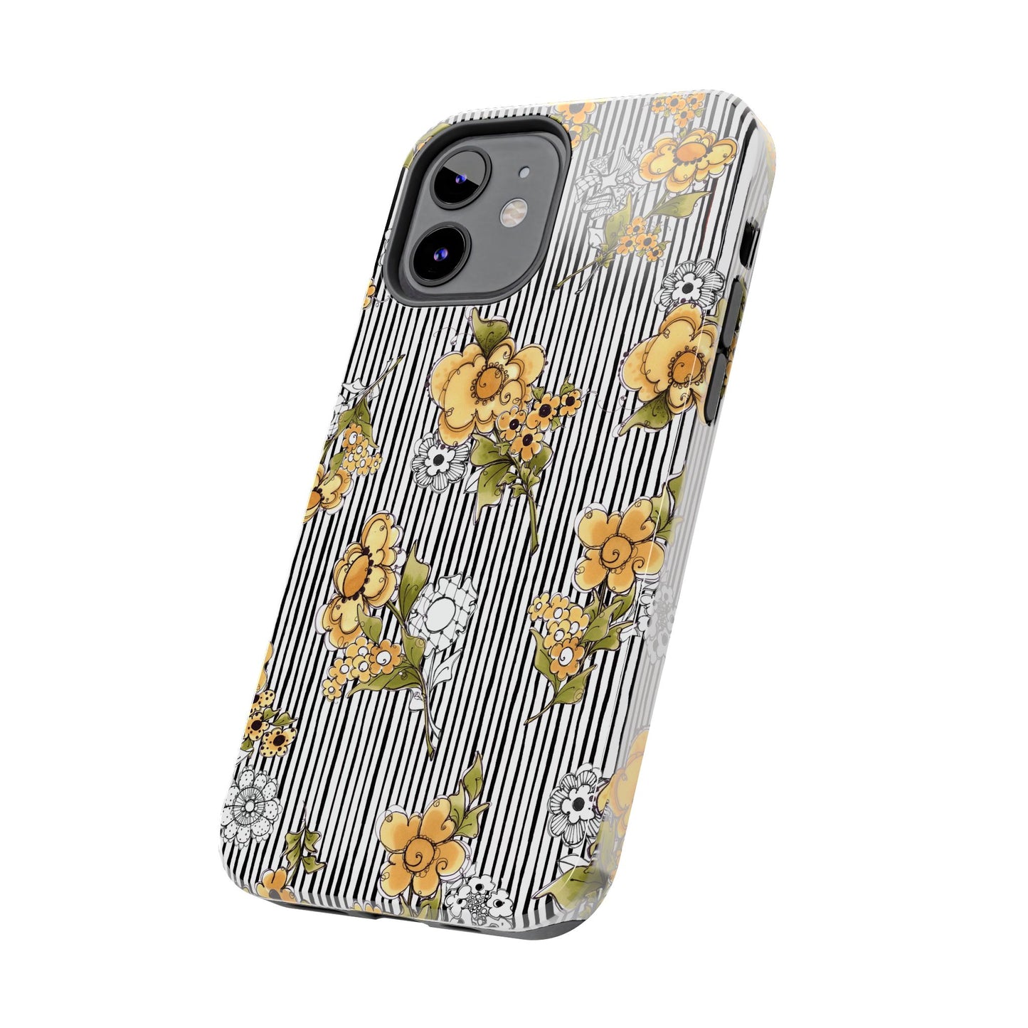 Bee Floral White / Black Phone Case