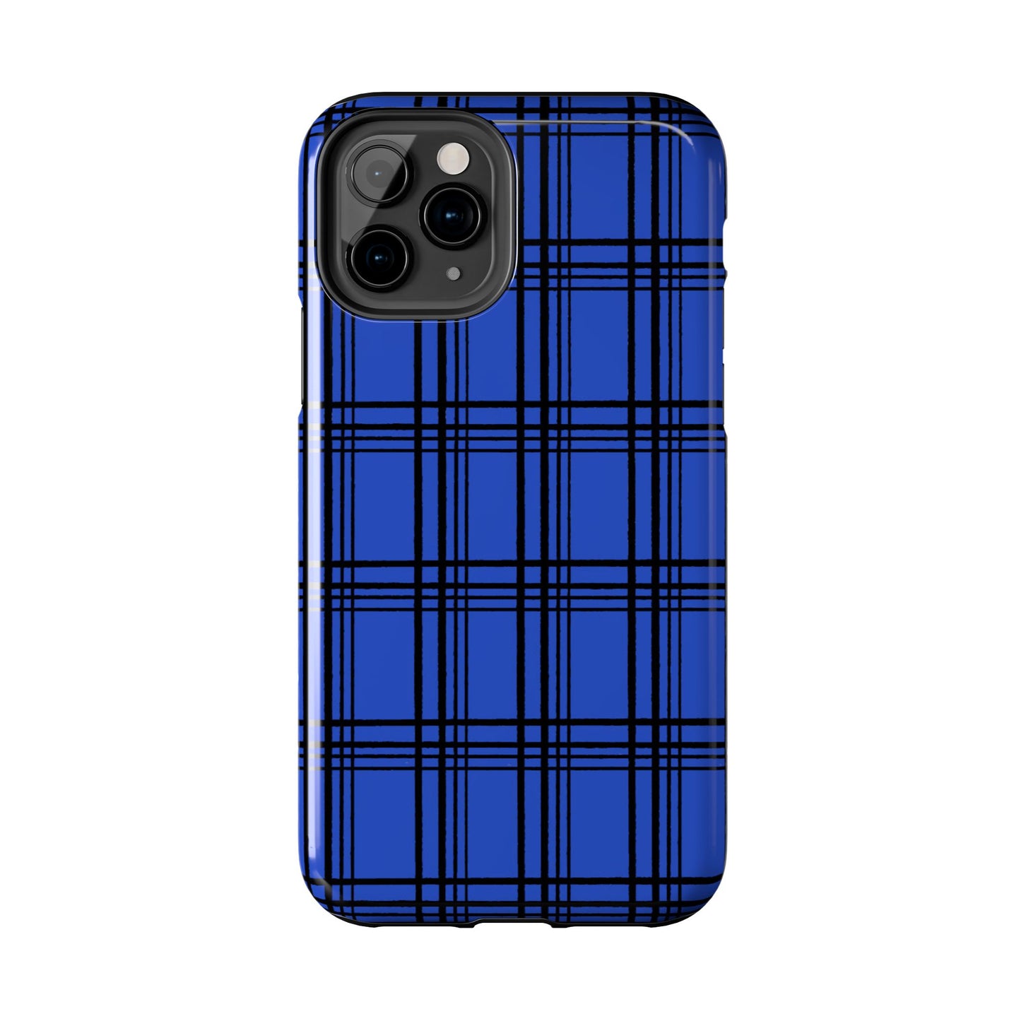 Glad Plaid Blue / Black Phone Case