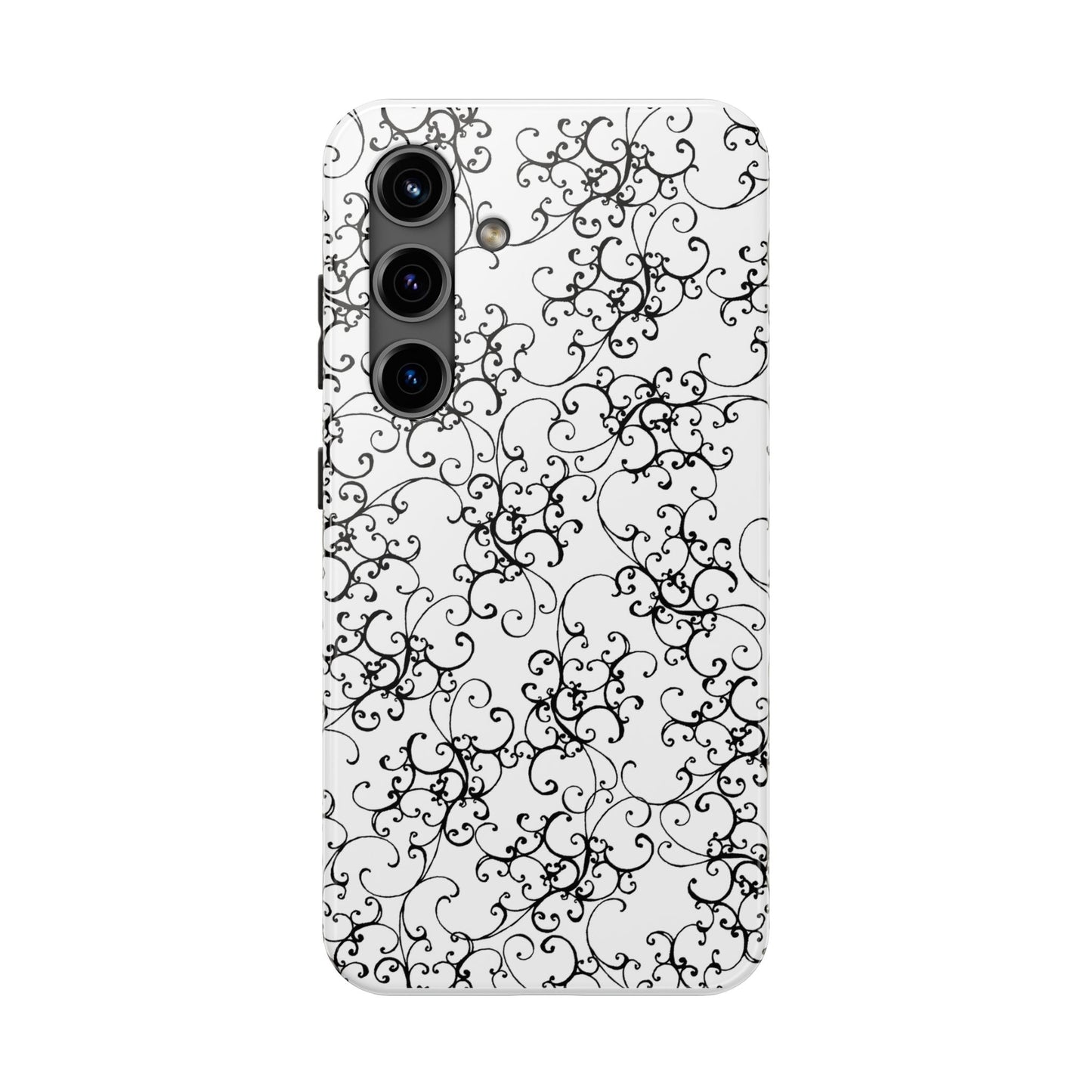 Elegant Scroll White / Black Phone Case