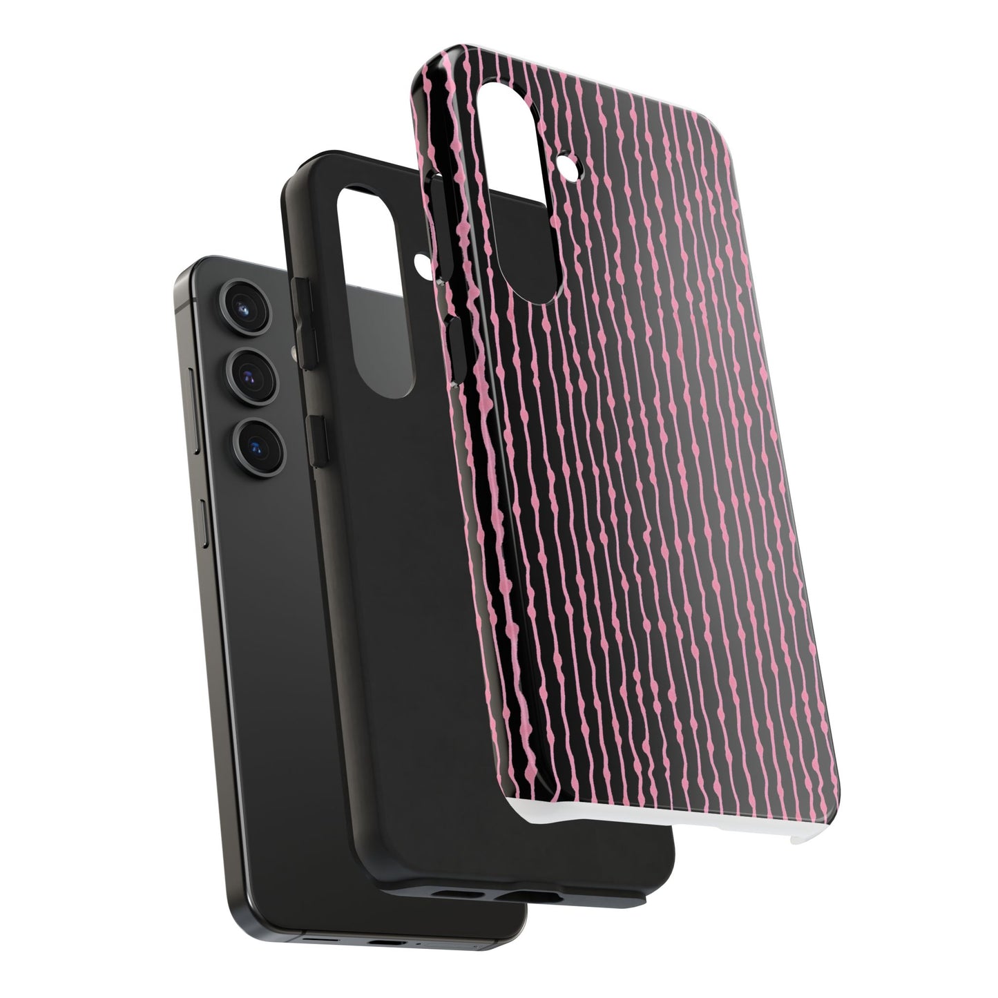 Faux Seersucker Black / Pink Phone Case