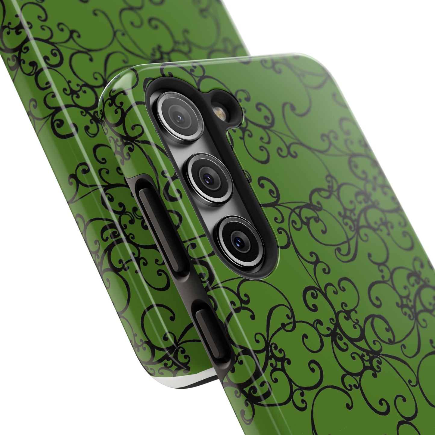 Elegant Scroll Green / Black Phone Case