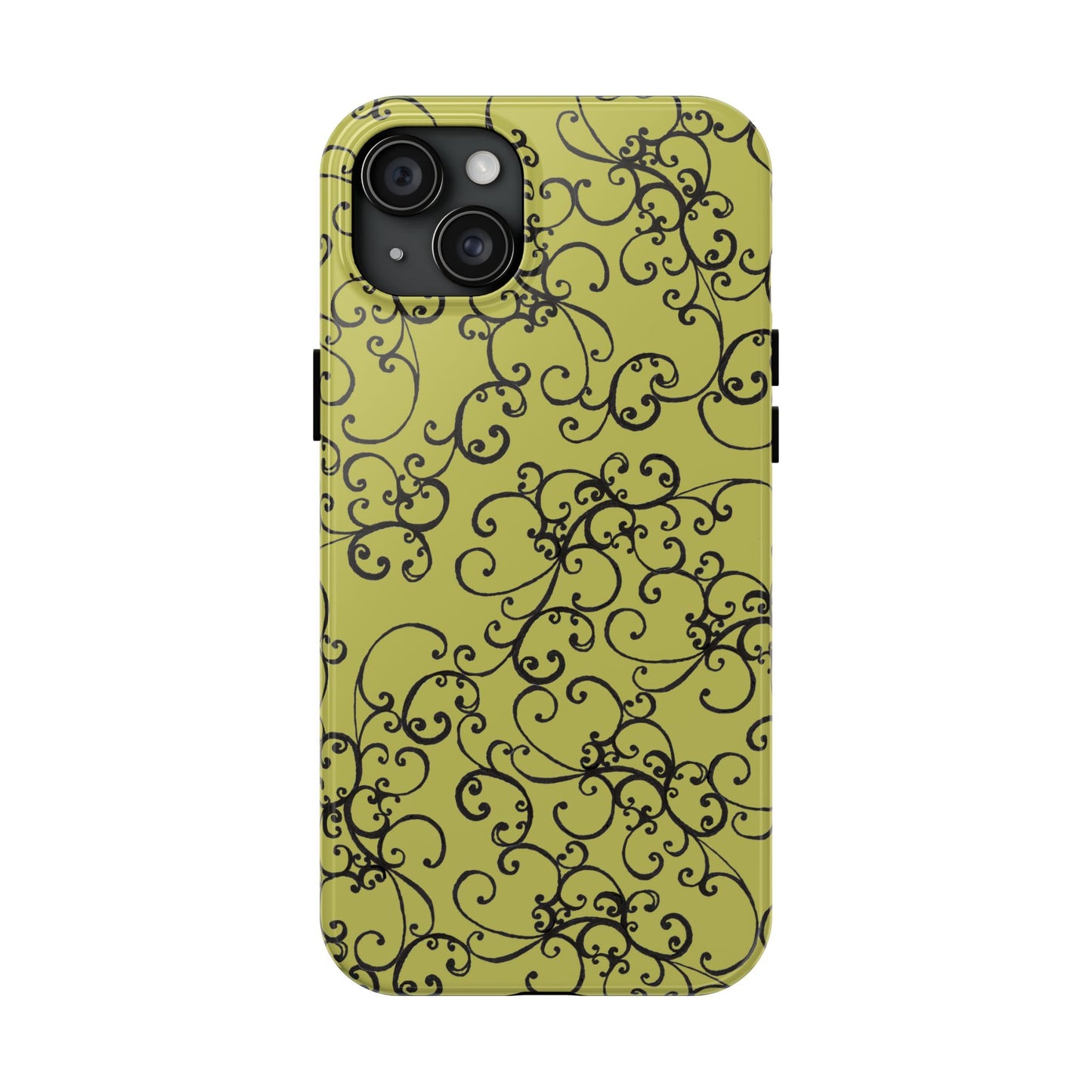 Elegant Scroll Green / Black Phone Case