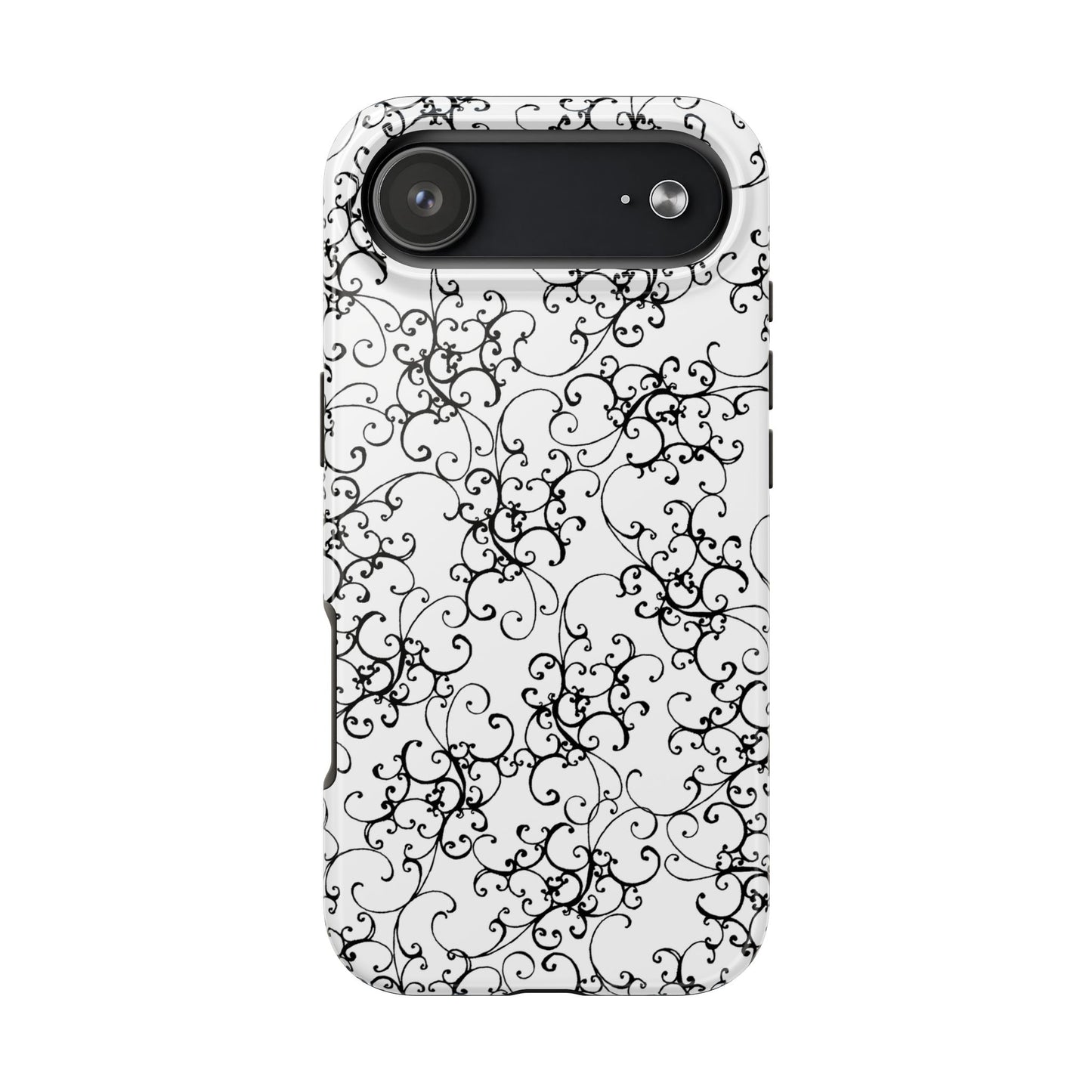 Elegant Scroll White / Black Phone Case
