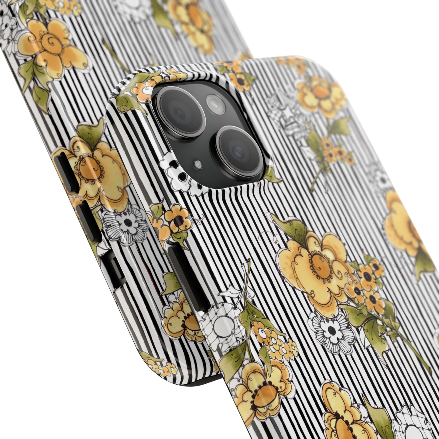 Bee Floral White / Black Phone Case