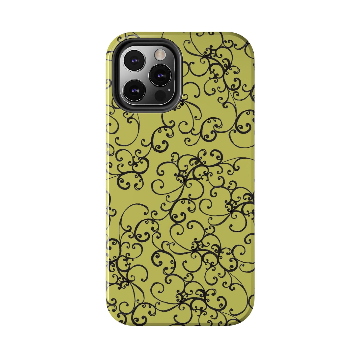 Elegant Scroll Green / Black Phone Case
