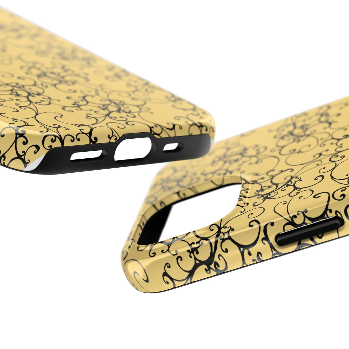 Elegant Scroll Yellow / Black Phone Case