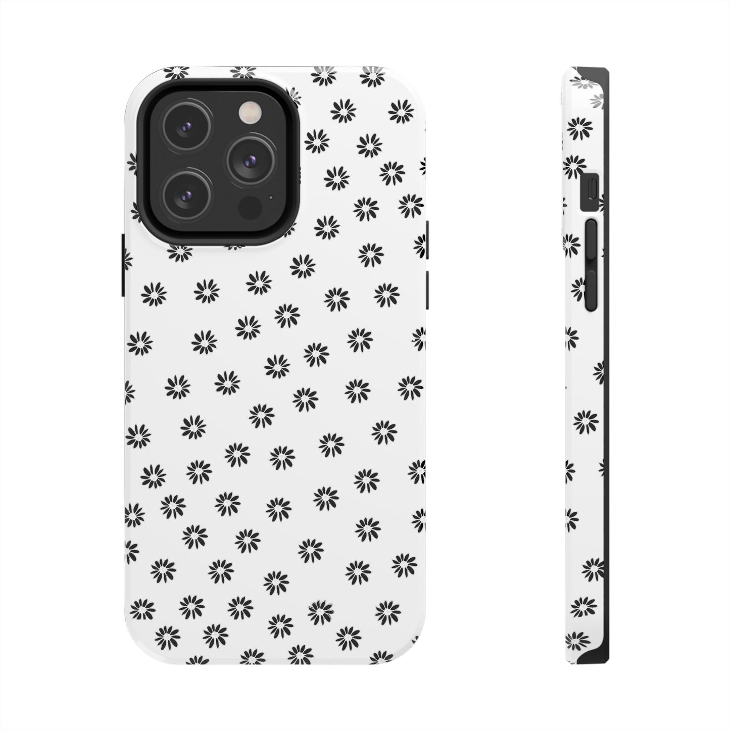 Daisy Dot White / Black Phone Case