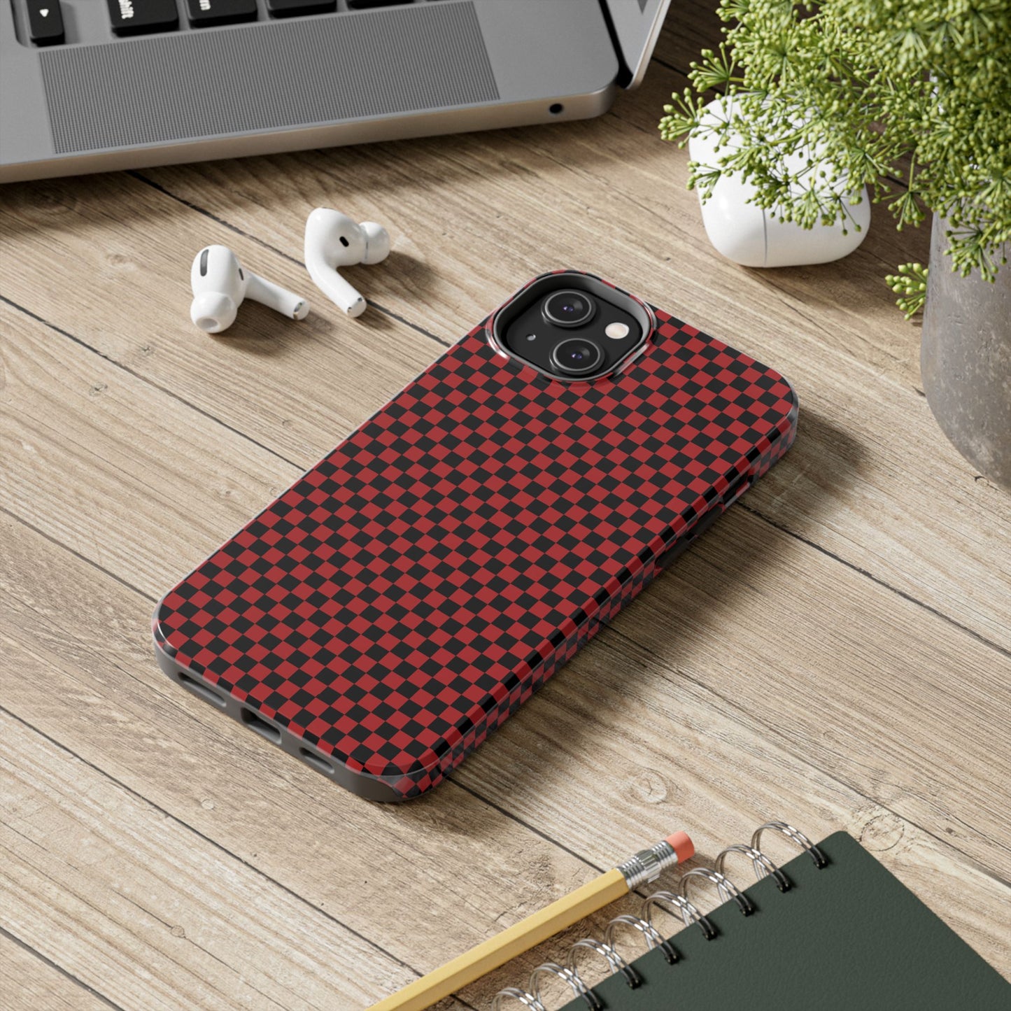 Checkerboard Red / Black Phone Case