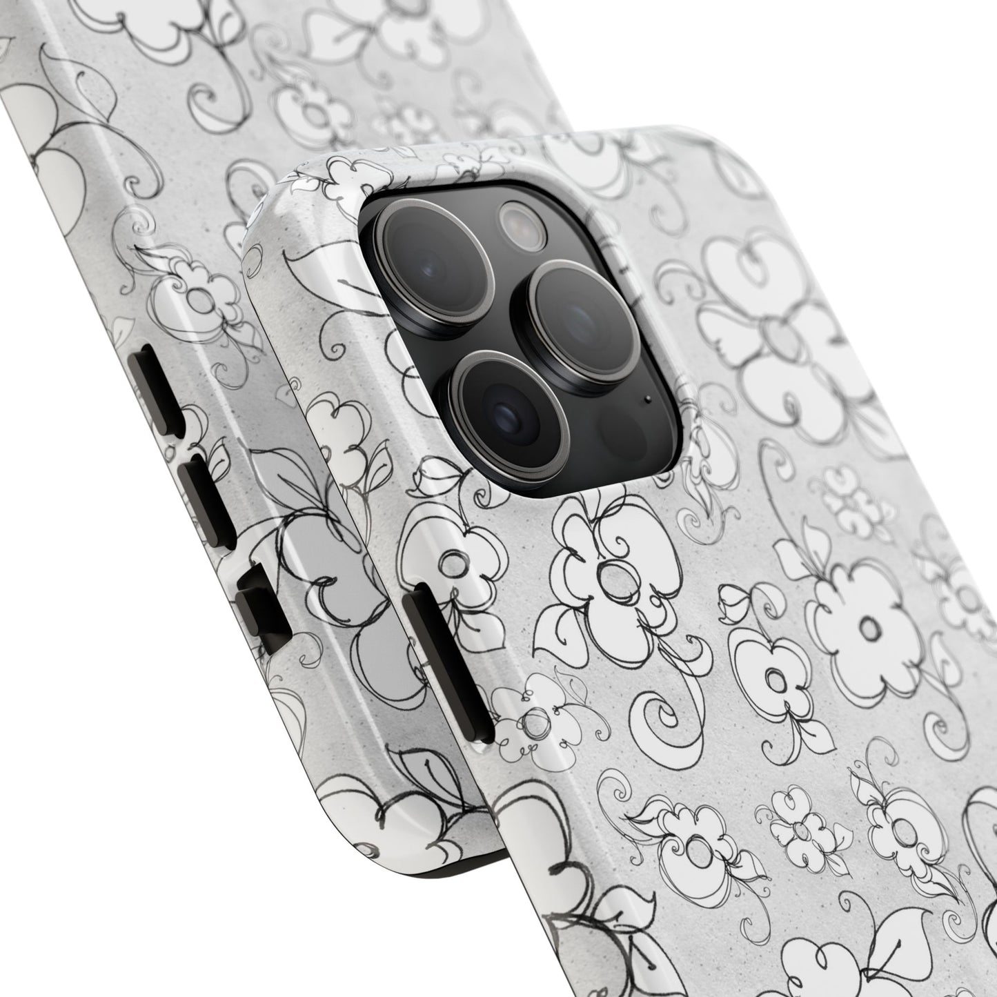 Lady Flowers Silver Phone Case
