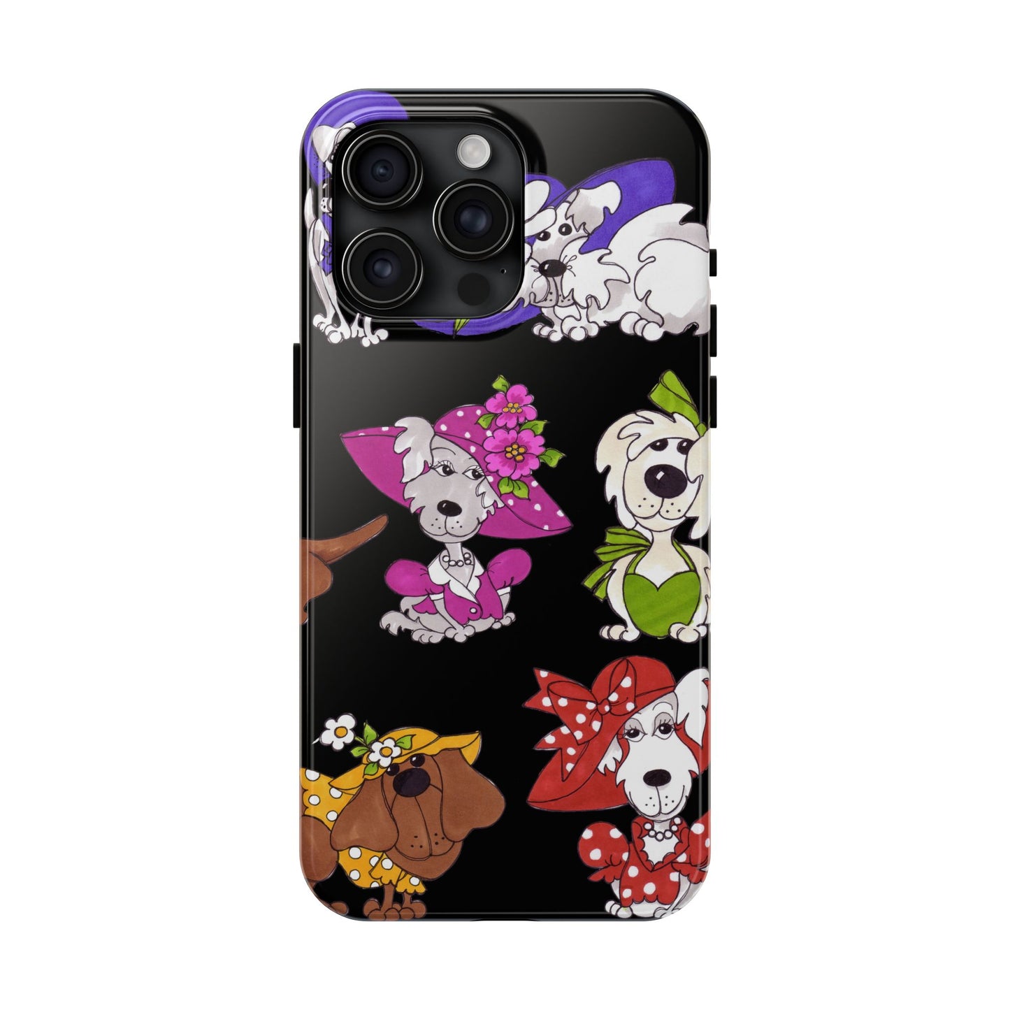 Fancy Dog Line Up Black Phone Case