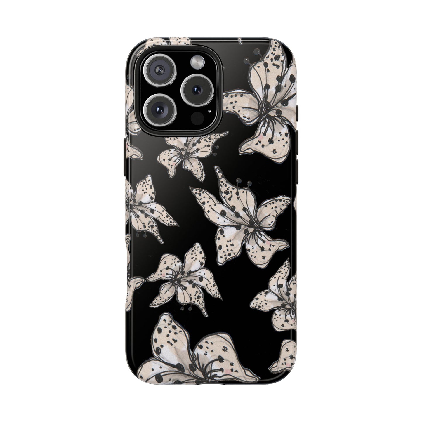 Spotted Lilies Black Phone Case