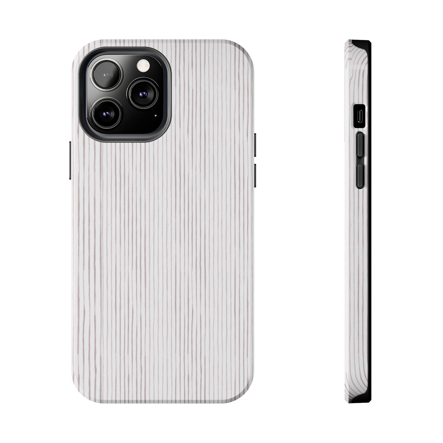 Happy Stripe White / Silver Phone Case