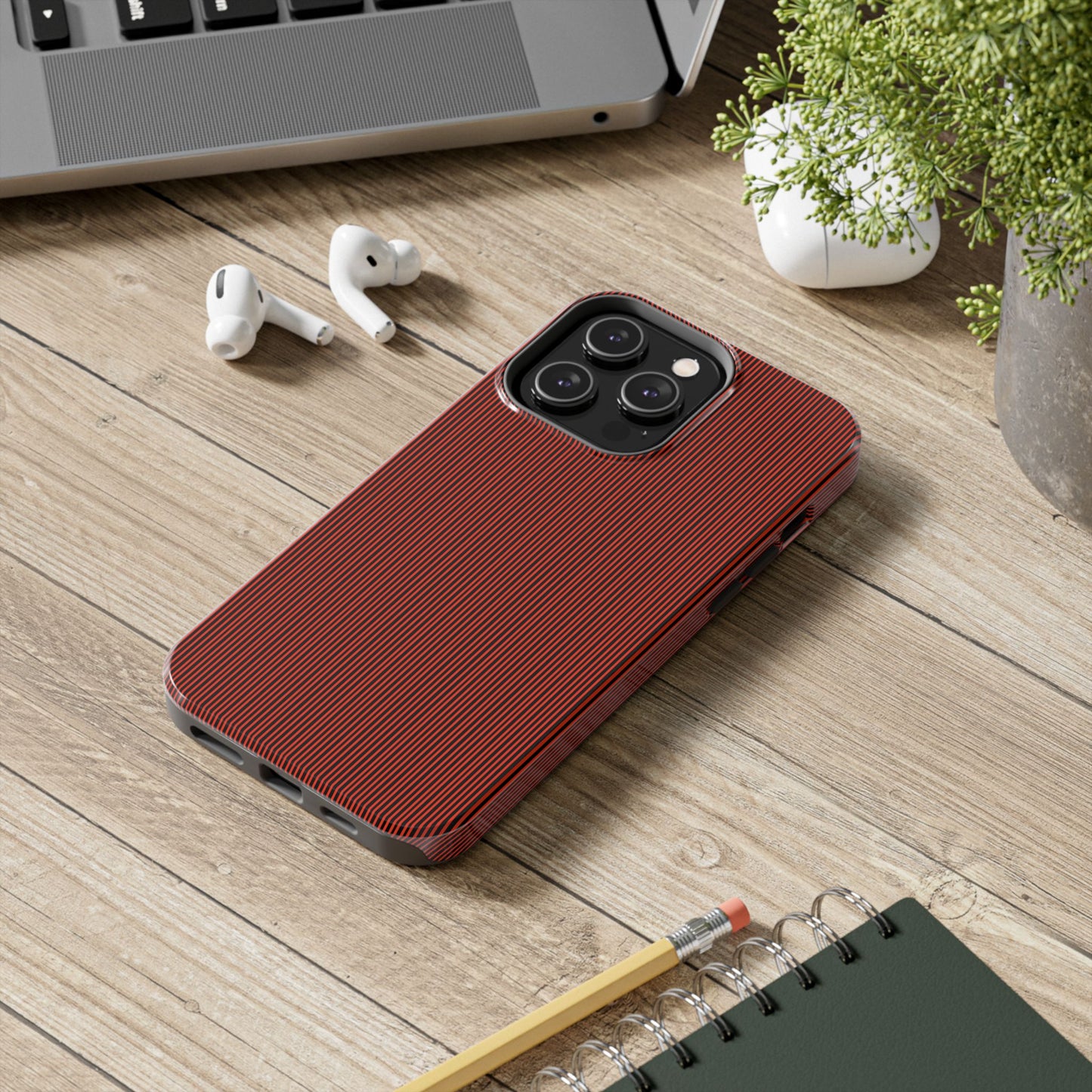 Pin Stripe Red / Black Phone Case