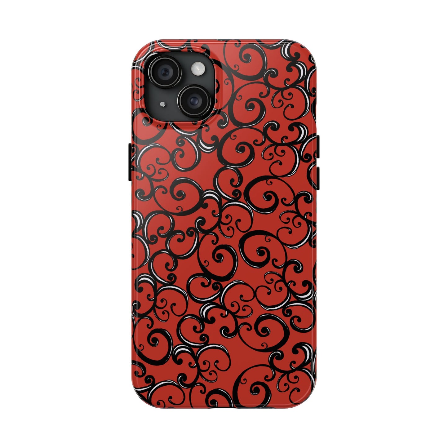 Curls Red / Black Phone Case