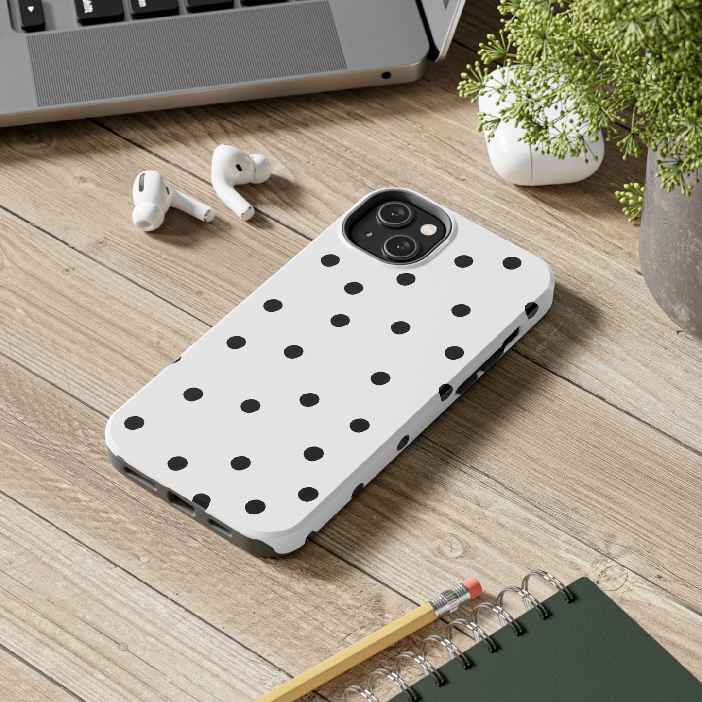 Space Dots White / Black Phone Case