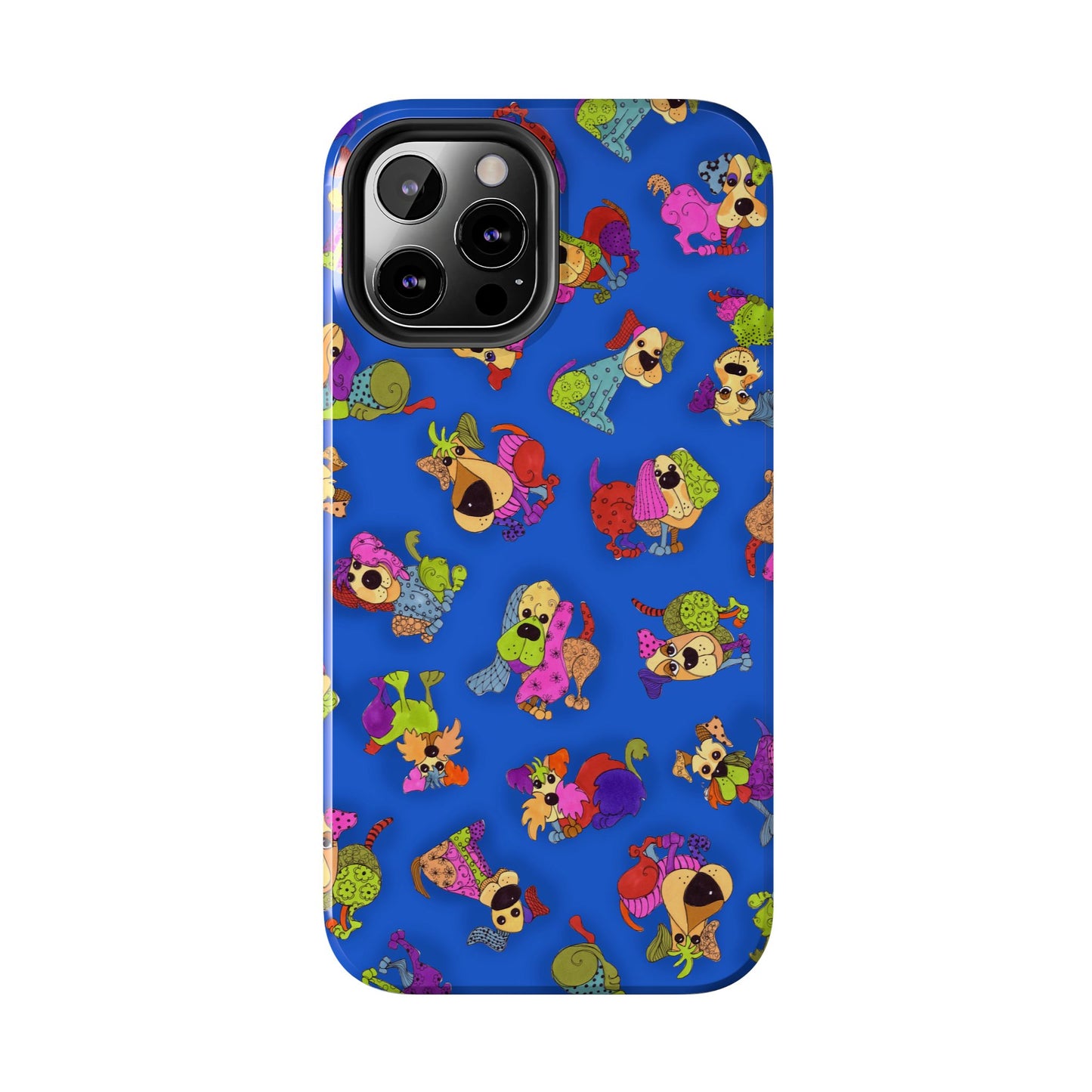 Tossed Happy Dogs Blue Phone Case