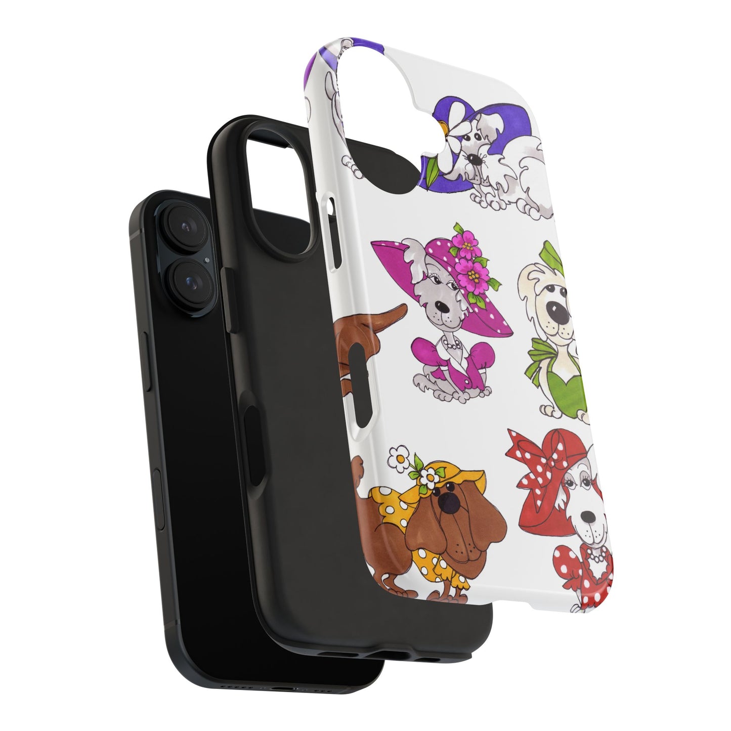 Fancy Dog Line Up White Phone Case