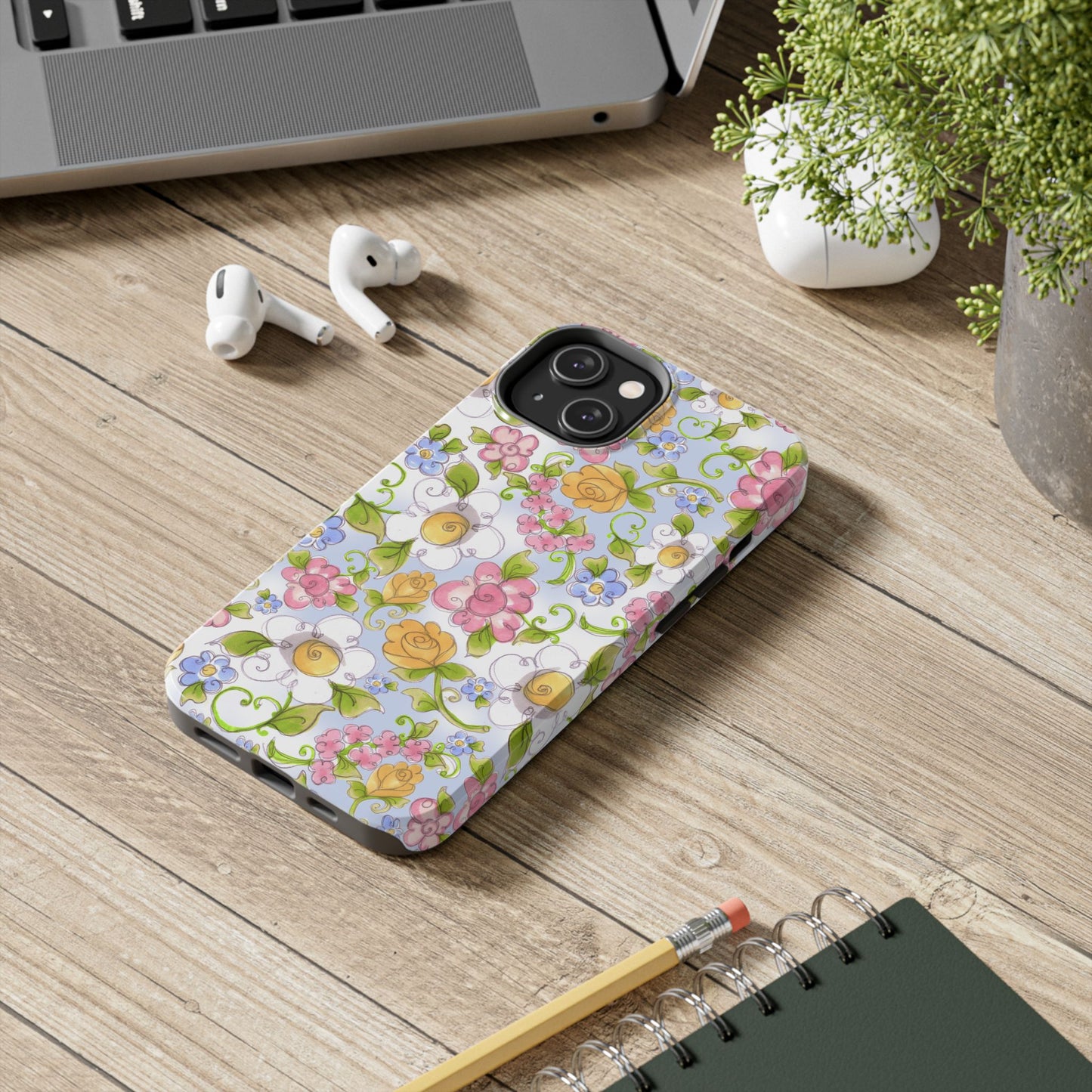 Flower Frolic Blue Phone Case