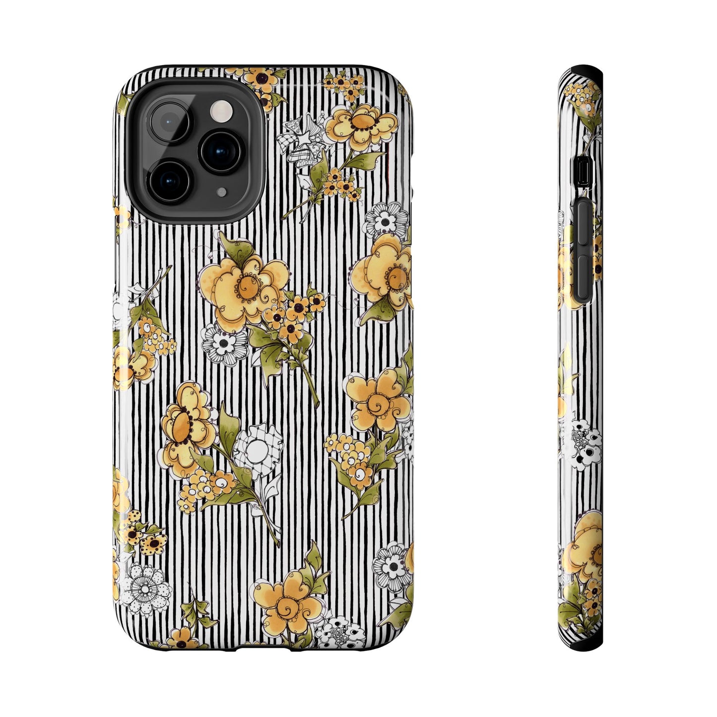 Bee Floral White / Black Phone Case