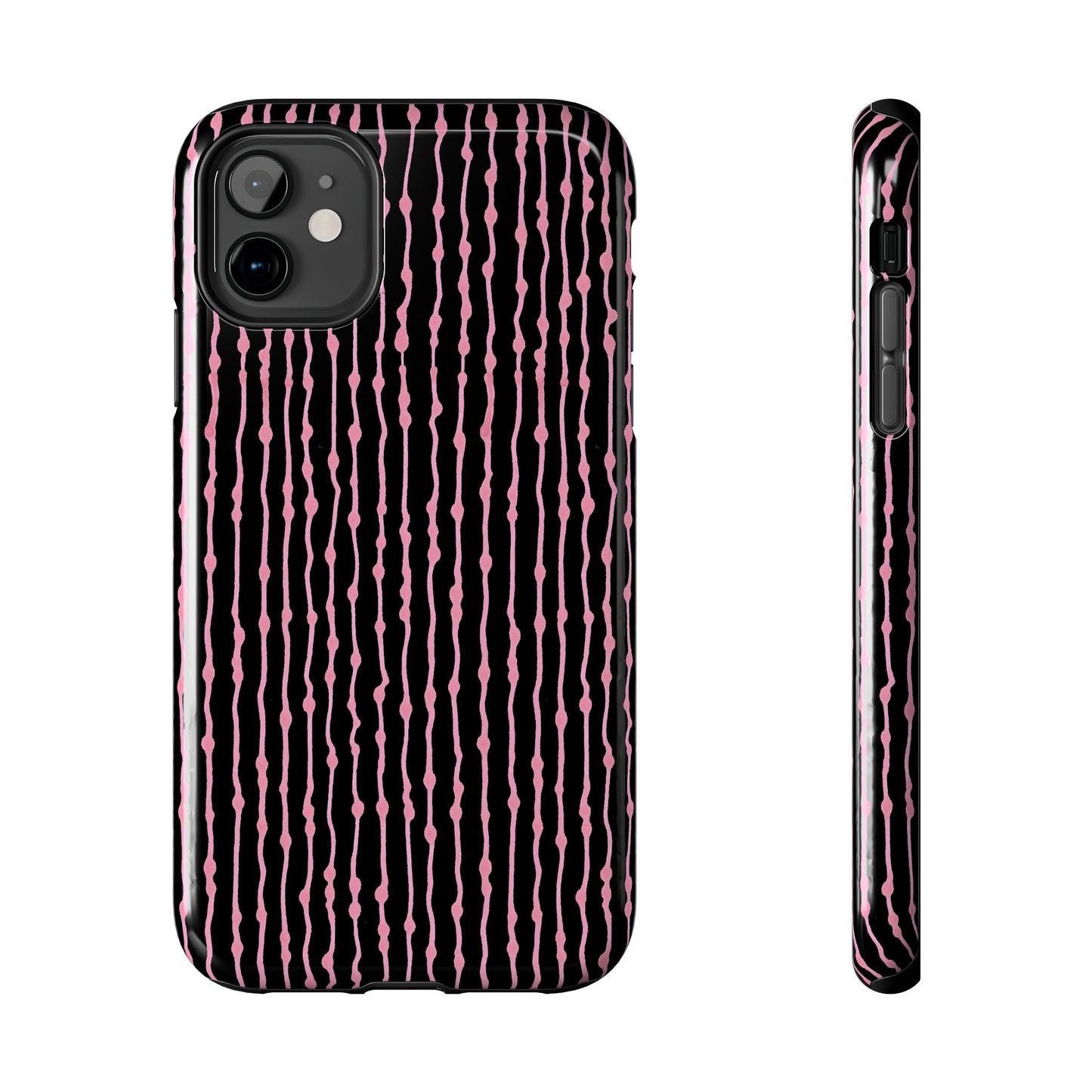 Faux Seersucker Black / Pink Phone Case