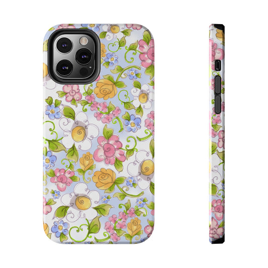 Flower Frolic Blue Phone Case