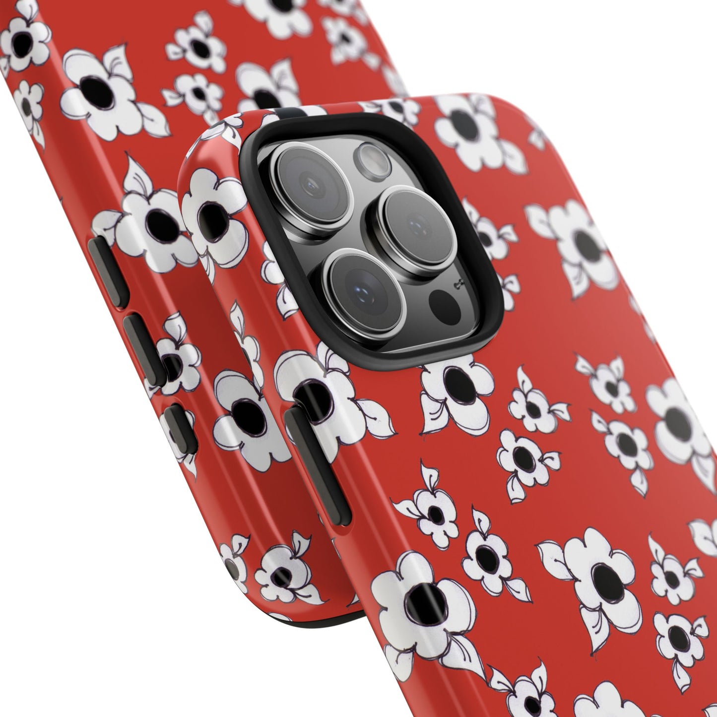 Daisy Cluster Red / Black Phone Case