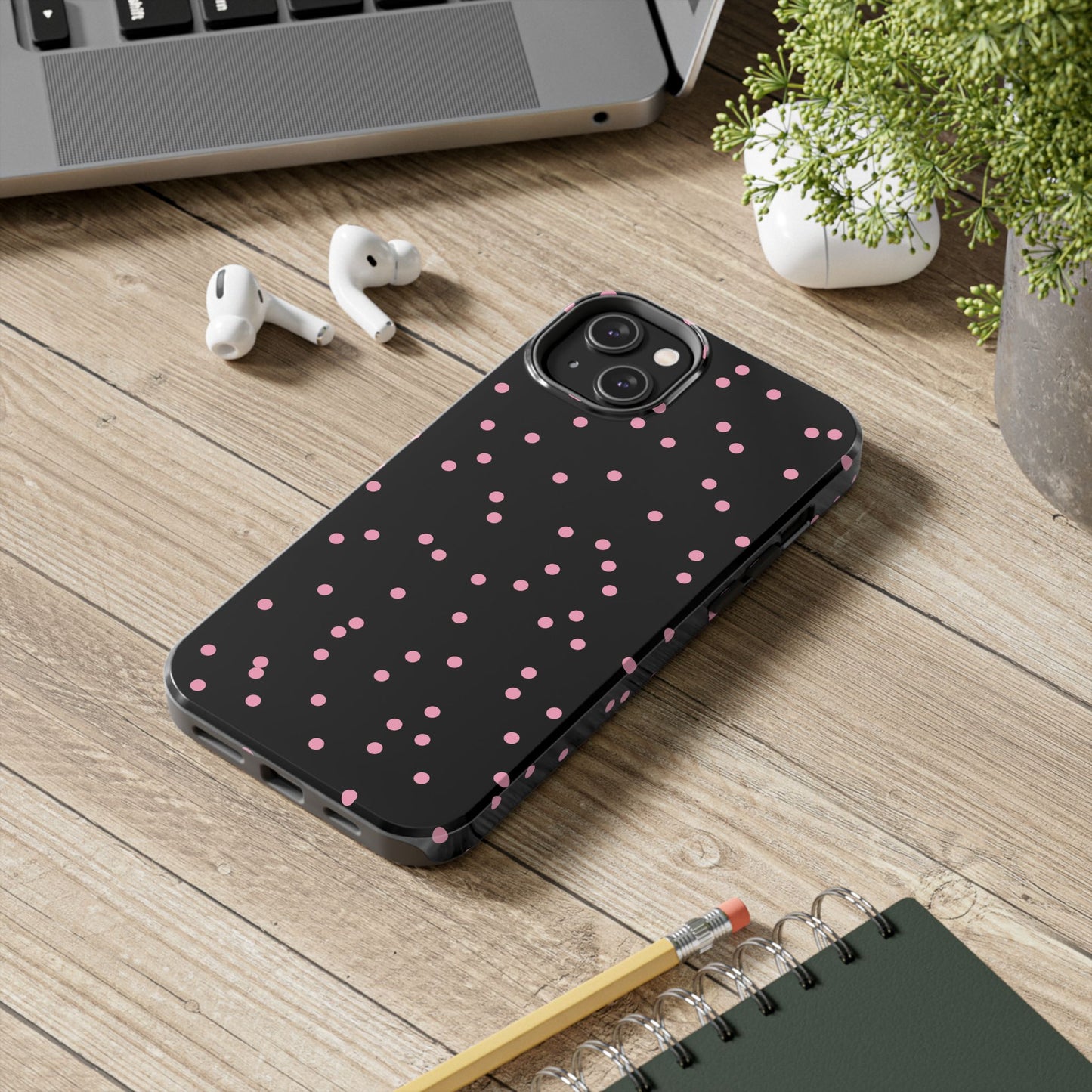 Space Dots Black / Pink Phone Case
