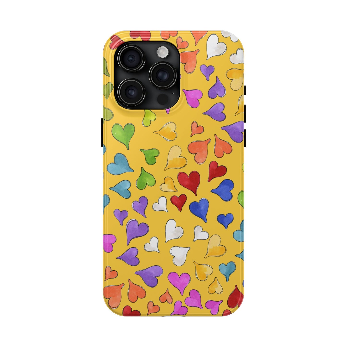Happy Hearts Yellow Phone Case