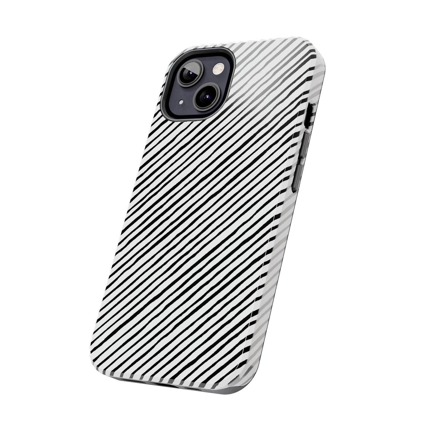 Quirky Bias Stripe White / Black Phone Case