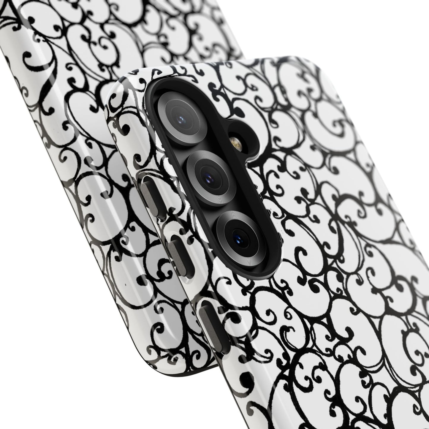 Scrollie White / Black Phone Case