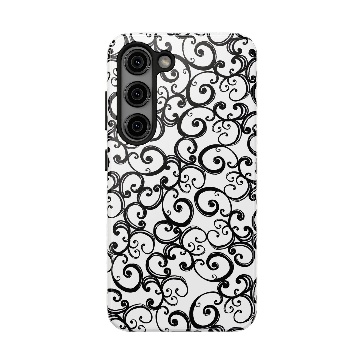 Curls White / Black Phone Case