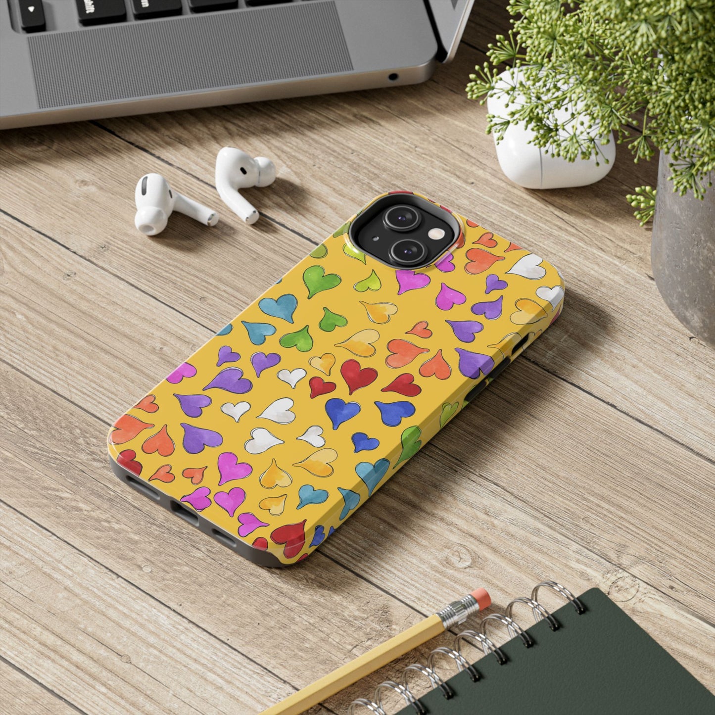 Happy Hearts Yellow Phone Case