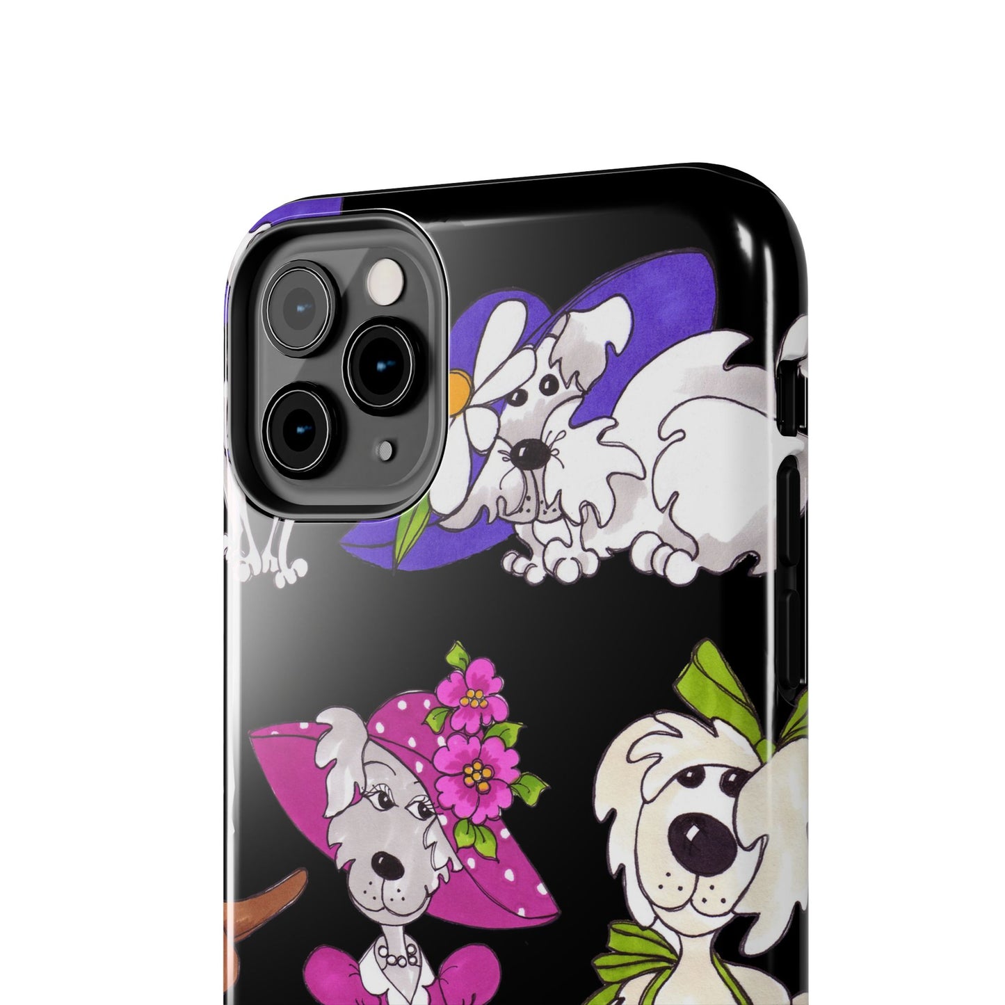 Fancy Dog Line Up Black Phone Case