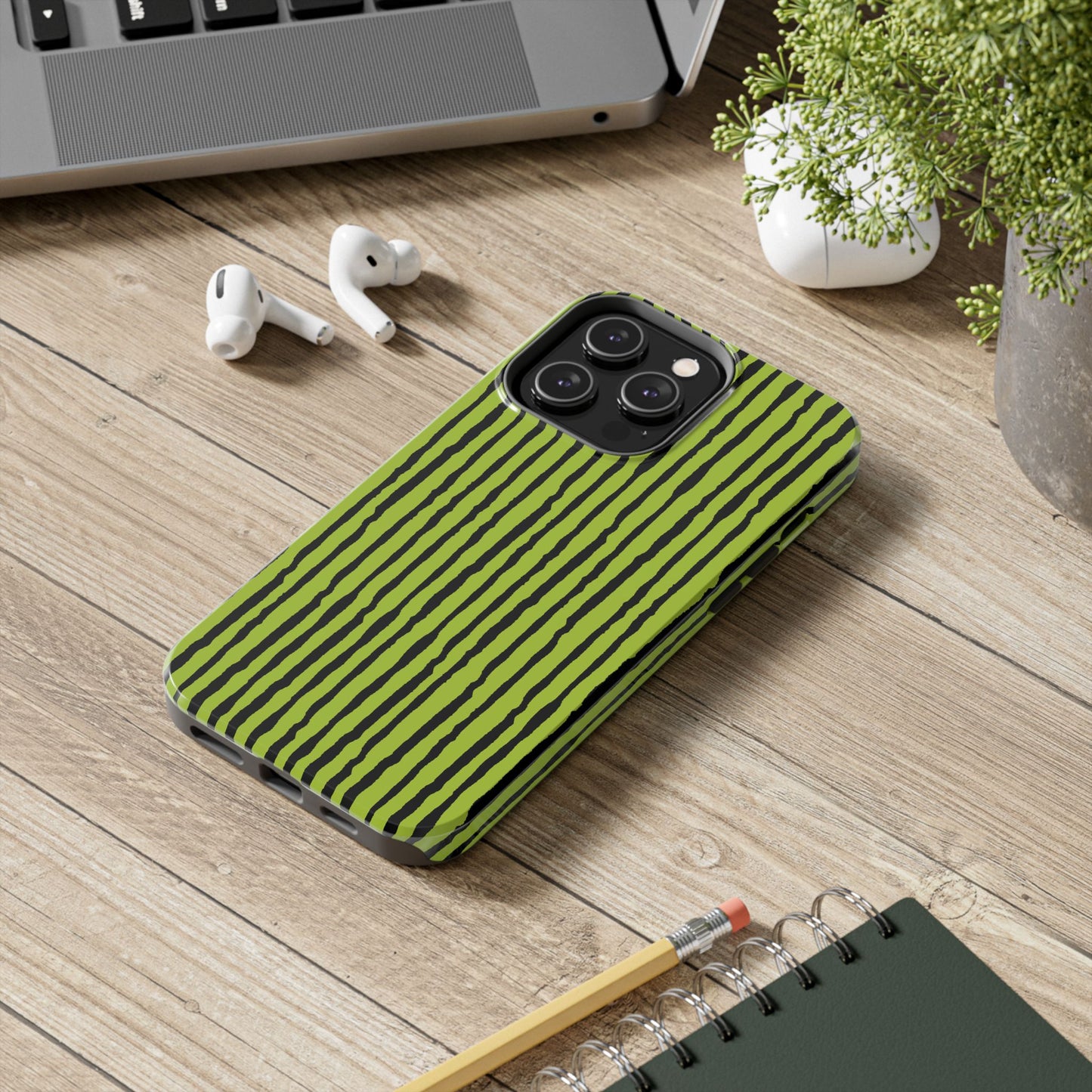 Sorta Stripe Green / Black Phone Case