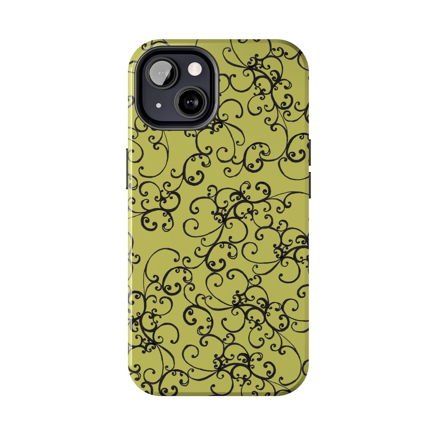 Elegant Scroll Green / Black Phone Case